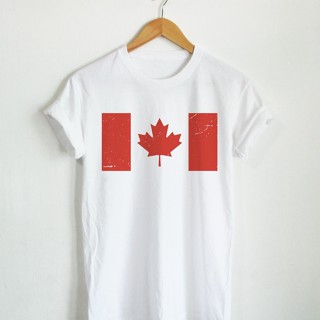 เสื้อยืดลาย ธงชาติแคนาดา Canada Flag เสื้อยืดสกรีน เสื้อสกรีน แขนสั้น คอกลม