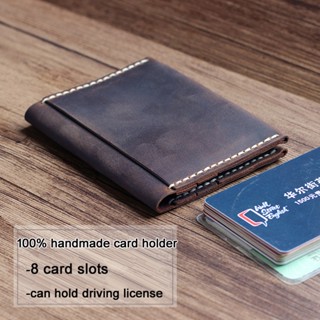 100% Handmade Vintage Genuine leather card holder men leather card wallet women card bag credit card holder business car