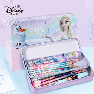 Disney กล่องดีบุก ลายการ์ตูนดิสนีย์ เจ้าหญิงเอลซ่า โฟรเซ่น ความจุขนาดใหญ่ สําหรับใส่เครื่องเขียนนักเรียนประถม