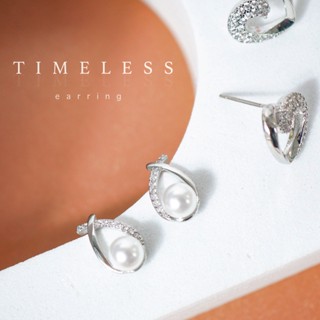 Timeless Earring - ต่างหูติดหู ต่างหูเพชร ต่างหูก้านเงิน ต่างหูเงิน - Mottashop