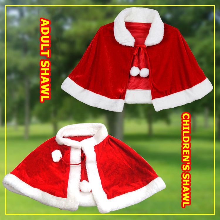 【COD】☜۞ เครื่องแต่งกายคริสต์มาสผู้ใหญ่เสื้อคลุมคริสต์มาสเสื้อคลุมเด็กกำมะหยี่สีทองคริสต์มาสผ้าคลุมไหล่เสื้อผ้าซานตา