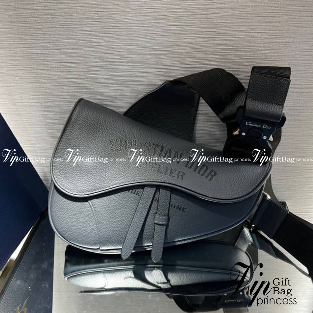 =Dior Saddle Atelier bag / =DIOR DARK GRAY GRAINED CALFSKIN WITH ATELIER SIGNATURE SADDLE BAG / =Dio