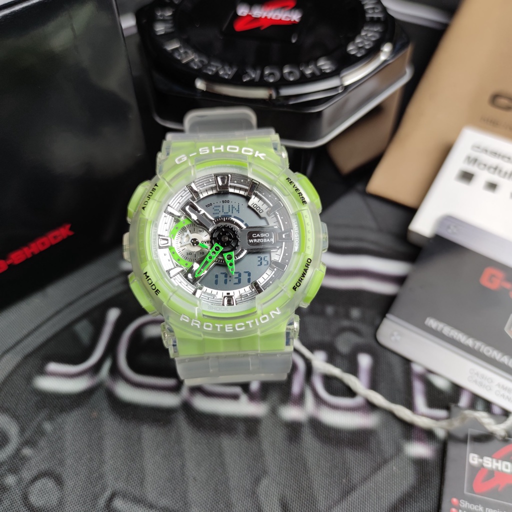 JAPAN GA-110 Transparent Chartreuse Fluorescent นาฬิกาสปอร์ตกันน้ํา V846