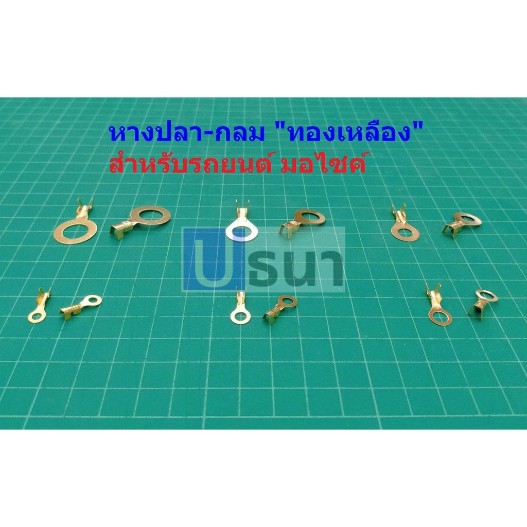 (5 ตัว) หางปลา กลม ขั้วเปิด ทองเหลือง รถยนต์ Crimp Terminal M3 M4 M5 M6 M8 M10 #DJ431-S