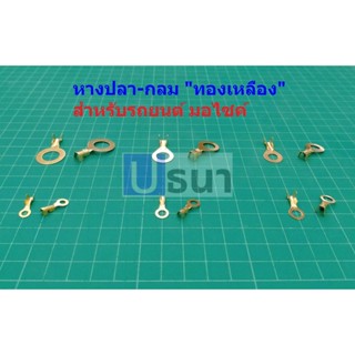 (5 ตัว) หางปลา ทองเหลือง กลม ขั้วเปิด รถยนต์ Crimp Terminal M3 M4 M5 M6 M8 M10 #DJ431-G