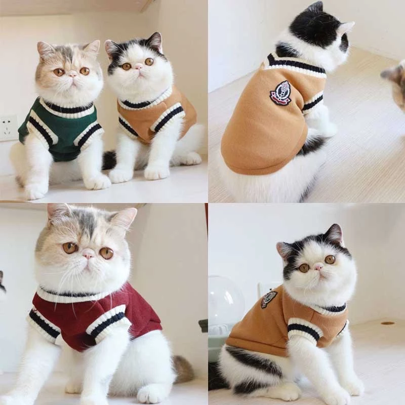 BN-406 เสื้อสเวตเตอร์สัตว์เลี้ยง ลุคน่ารักสไตล์นักเรียน ใส่ได้ทั้งน้องหมาและแมว พร้อมส่งในราคาสุดคุ้ม! 💘🐶🐱