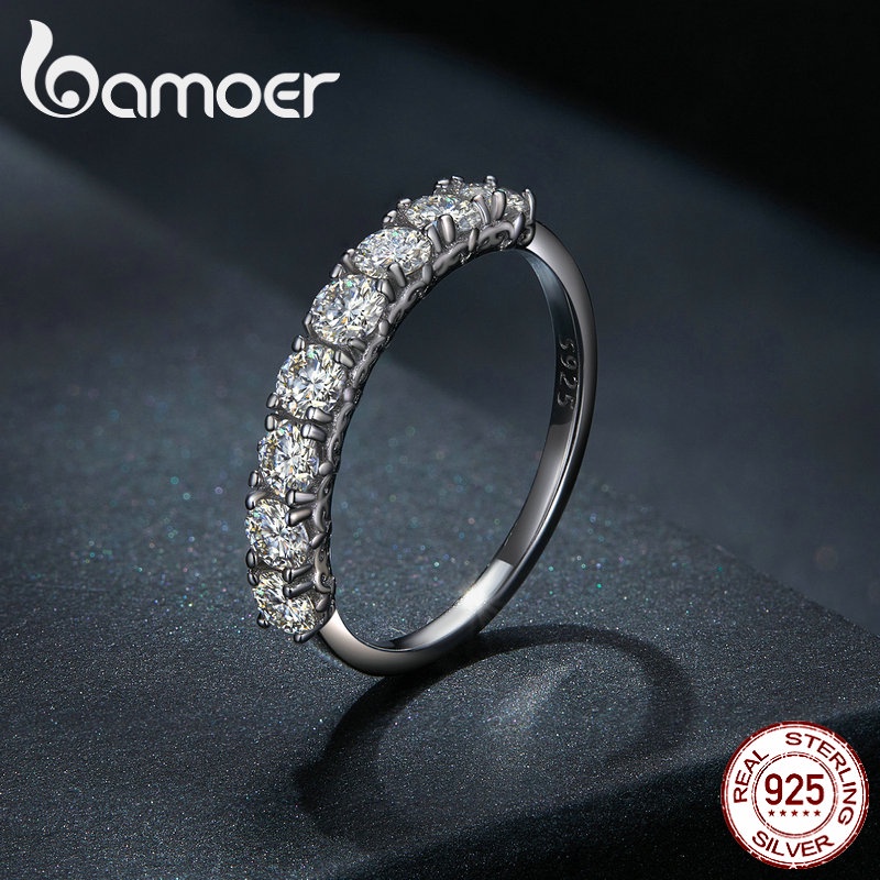 Bamoer แหวนเงิน 925 ลายโมอิส รูปตัว D VVS1 พรีเมี่ยม 4 ขนาด สําหรับงานแต่งงาน เด็กผู้หญิง