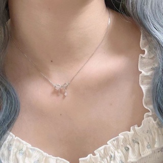 New Three-dimensional Double Bow Necklace Girls New Ins Light Luxury Minor Small Fragrant Wind Drops Clavicle Chain Valentines Day Jewelry Women