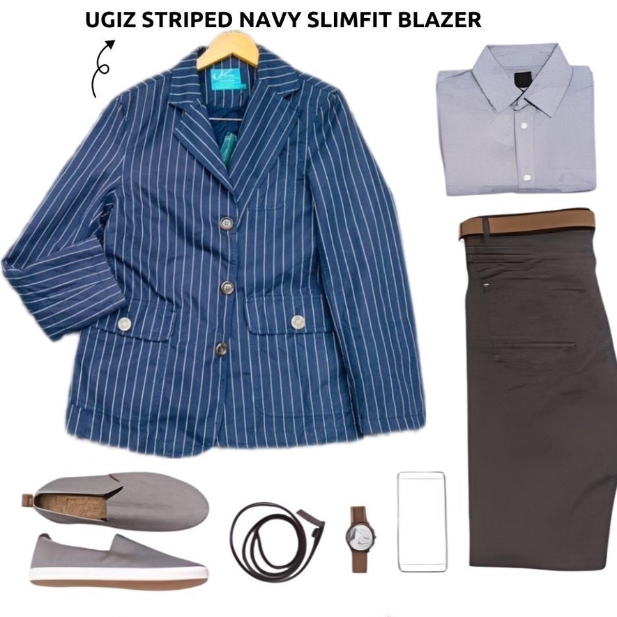 Ugiz NAVY STRIPED SLIMFIT BLAZER