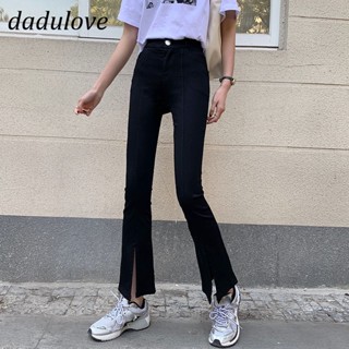 DaDulove💕 New Korean Style High Waist Jeans Niche Slit Wide Leg Pants Fashion plus Size Womens Cropped Pants