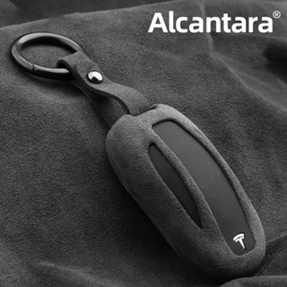 Car Key Keychain Case Cover For Tesla Model 3 X 2019 2020 2021 Alcantara Cute Accessoire Voiture Holder Shell