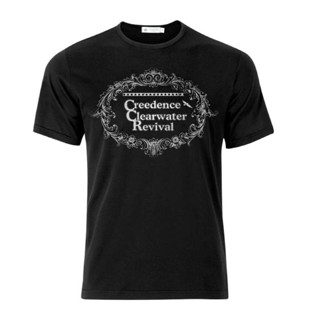 เสื้อยืด ลาย Creedence Clearwater Revival Inspired Distressed Effect สีดํา สไตล์วินเทจ