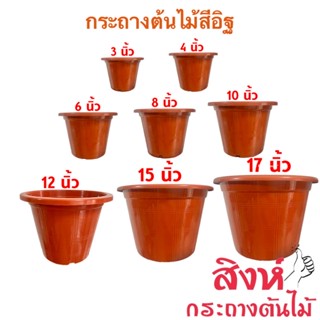 กระถางพลาสติกสีอิฐ 3 นิ้ว 4 นิ้ว 6 นิ้ว 8(7.5) นิ้ว 10 นิ้ว