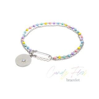 Fyne Fories Candy Floss Bracelet ♡ สร้อยข้อมือสีพาสเทล ห้อย star coin ♡ fynefories