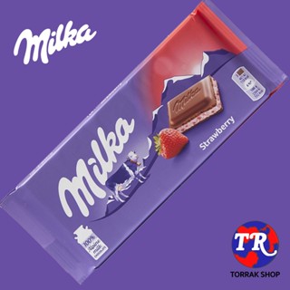 Milka Strawberry Chocolate Bar มิลค์ก้า ช็อคโกแลต รส สตรอว์เบอร์รี 100g