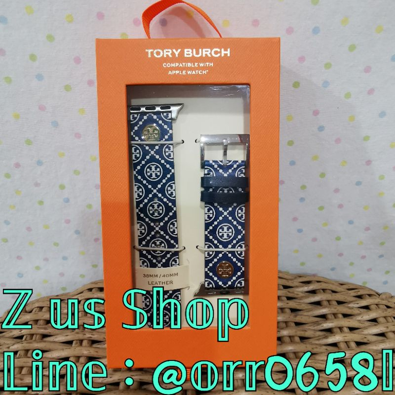 พร้อมส่ง TORY BURCH T MONOGRAM BAND FOR APPLE WATCH, NAVY, 38MM – 40MM :