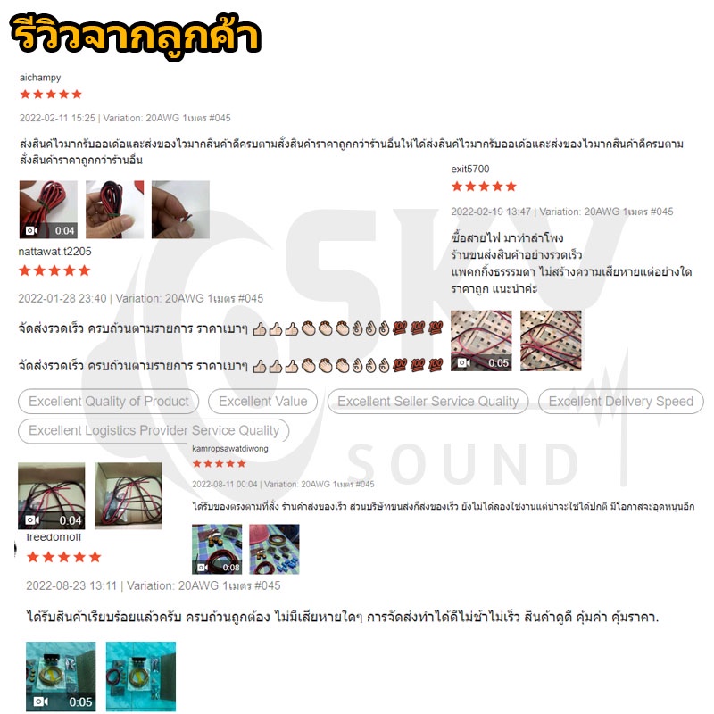 SKYSOUND สายลำโพง (ดำ/แดง) ขนาด 2*0.5/ 2*1 20AWG 17AWG
