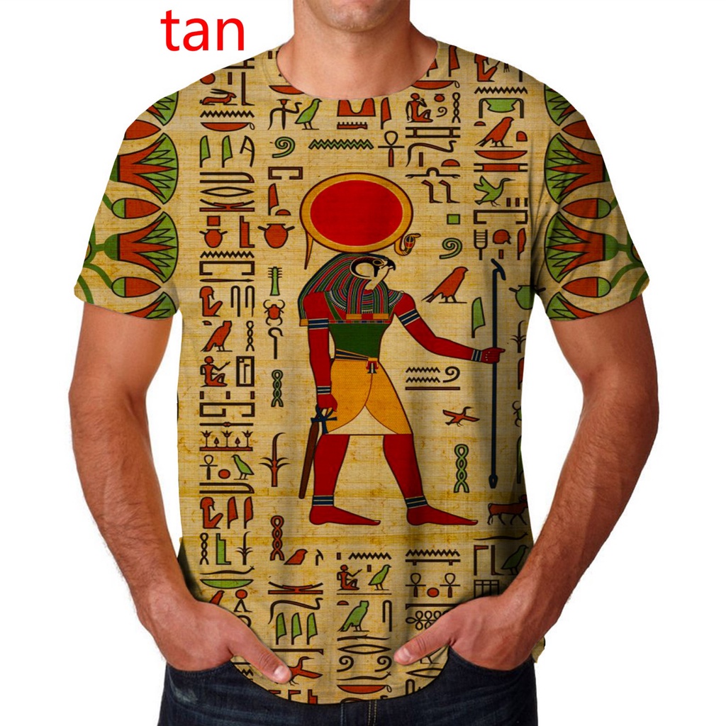 เสื้อยืดแขนสั้น พิมพ์ลาย Horus Egyptian God Eye of Egypt Pharaoh Anubis 3 มิติ สไตล์ฮิปฮอป สําหรับผู