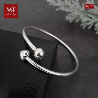 MT กำไลข้อมือเงินแท้ กำไลหลอด หัวใจ ไขว้ บอลกลม ข้อมือ 18, 19 ซม. Solid 925 Sterling Silver Bangle (sbg157) MT Jewelry มณีธารา