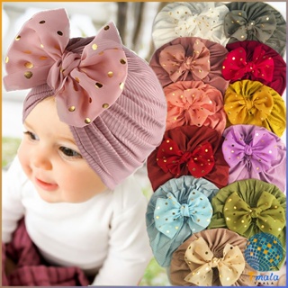 Tmala หมวกบีนนี่ผ้าโพกหัวประดับโบว์ น่ารักเกินปุยมุย   baby hat