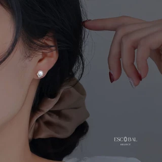 ESCOBAL ต่างหูไข่มุก Pearl V ต่างหูไข่มุก ต่างหูเงินแท้ฝังเพขร ตุ้มหูไข่มุกขาว Valentine วาเลนไทน์