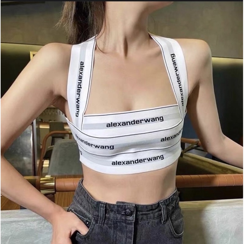 เสื้อครอปบรายางยืดลายโลโก้ Alexander wang