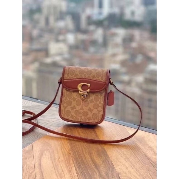 Coach TALL STUDIO CROSSBODY IN SIGNATURE CANVAS Outletแท้100%