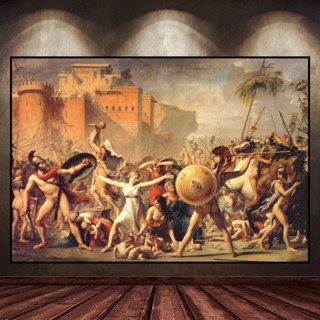 โปสเตอร์ภาพวาดสีน้ํามัน รูป Sabine Women Stop War Jacques Louis David สไตล์คลาสสิก สําหรับตกแต่งบ้าน