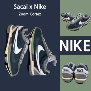 （ยิงจริง）Nike Sacai x Nike Zoom Cortez white grey ของแท้100%💯รองเท้าผ้าใบ รองเท้า รองเท้าวิ่ง รองเท้า nike-1-4