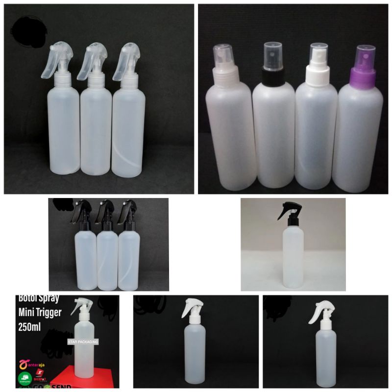 250ml ขวด 250ml ขวดสเปรย์ 250ml Kispray 250ml ขวด Trigger Kispray HDPE คอธรรมชาติ 24