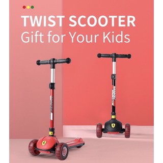 FERRARI TWIST SCOOTER FOR KIDS WITH ADJUSTABLE  HEIGH WT IRON FERRARIเฟอร์รารี่สกู๊ตเตอร์ 3 ล้อ FXK108