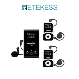 Retekess T130 ระบบไกด์ทัวร์ ไร้สาย ระบบแปลภาษาคริสตจักรหลายช่อง ระบบส่งสัญญาณเสียง สําหรับศาลฝึกอบรม โรงงาน โรงเรียน (ตัวรับส่งสัญญาณ 1 ชิ้น ตัวรับสัญญาณ 2 ชิ้น)