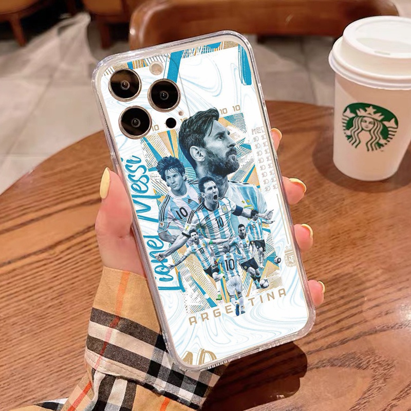 เคสโทรศัพท์มือถือ TPU ใส แบบนิ่ม ลายโปสเตอร์นักฟุตบอลชื่อดัง Messi สําหรับ iPhone 11 XR XS Max X 7 8 Plus 2022 11 Pro Max 12 Pro Max 13 Pro Max - รูปที่ 5