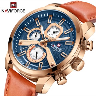 NAVIFORCE นาฬิกาผู้ชาย สายหนังแท้ รุ่น NF9211L หน้าปัด  โครโรกราฟ ของแท้ 100% รับประกันศูนย์ไทย