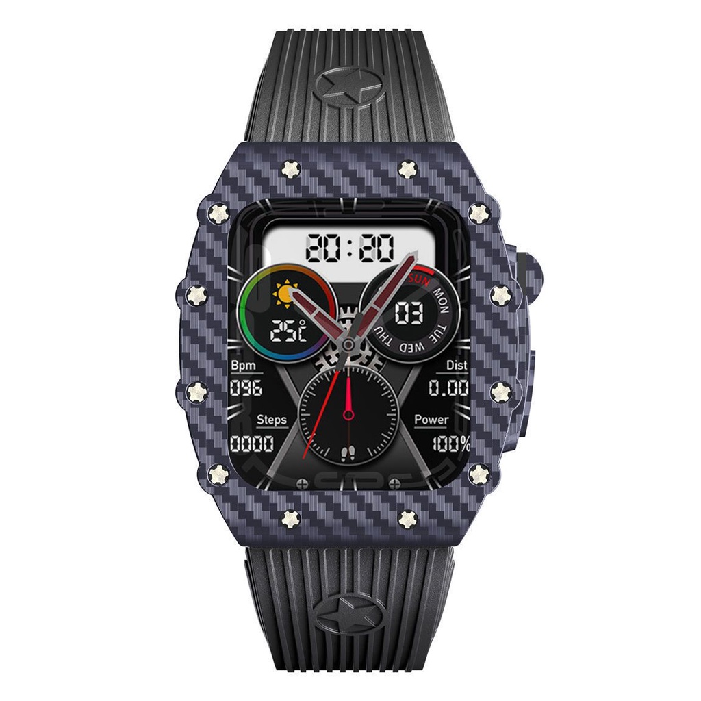 สายนาฬิกาข้อมือ สายซิลิโคน คาร์บอนไฟเบอร์ หรูหรา สําหรับ Apple Watch Band 44 มม. 45 มม. iwatch series 8 7 SE 6 5 4