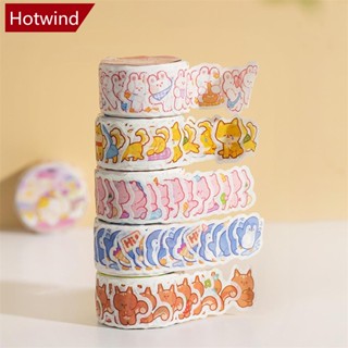 Hotwind สติกเกอร์เทปวาชิ ลายแมว เพนกวิน เมฆ สวนสัตว์น่ารัก DIY สําหรับตกแต่งสมุดภาพ 100 ชิ้น ต่อม้วน C8J7