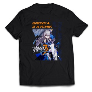 เสื้อยืดโอเวอร์ไซส์เสื้อยืด พิมพ์ลายอนิเมะ Game BRONYA ZAICHIK HONKAI IMPACT สําหรับผู้ชาย และผู้หญิงS-3XL