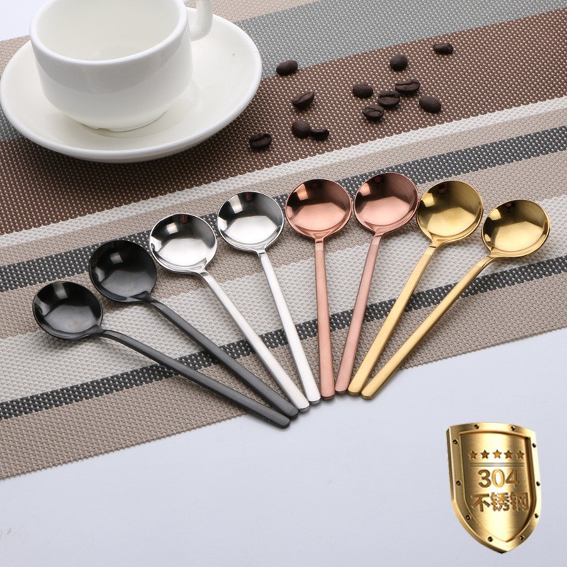 304 Creative Stainless Steel Coffee Spoon Round Spoon Stirring Spoon ...