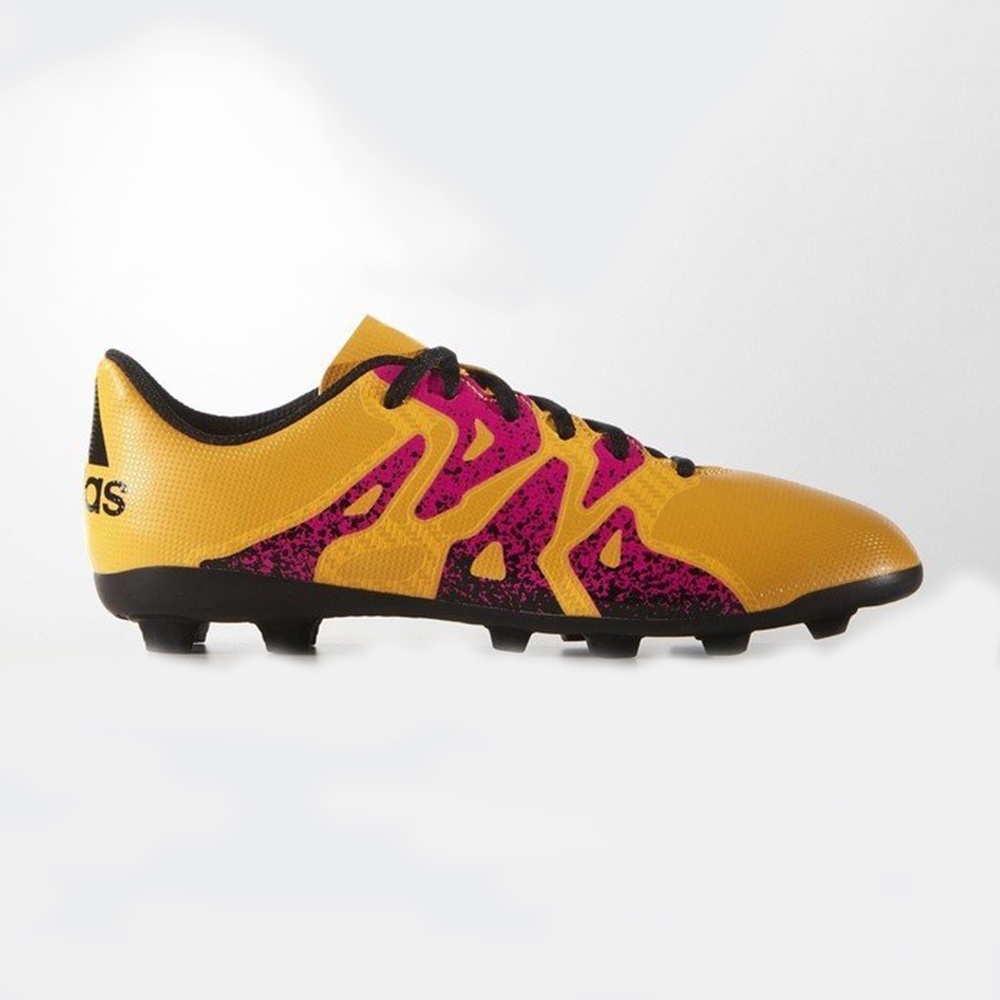 Adidas รองเท้าฟุตบอลเด็ก / สตั๊ดเด็ก Kids X 15.4 FXG | Solar Gold/Shock Pink/Core Black ( S74598 )