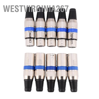 BWestvirginia267 ปลั๊กเชื่อมต่อไมโครโฟน ตัวผู้ และตัวเมีย 3-Pin Xlr 5 คู่