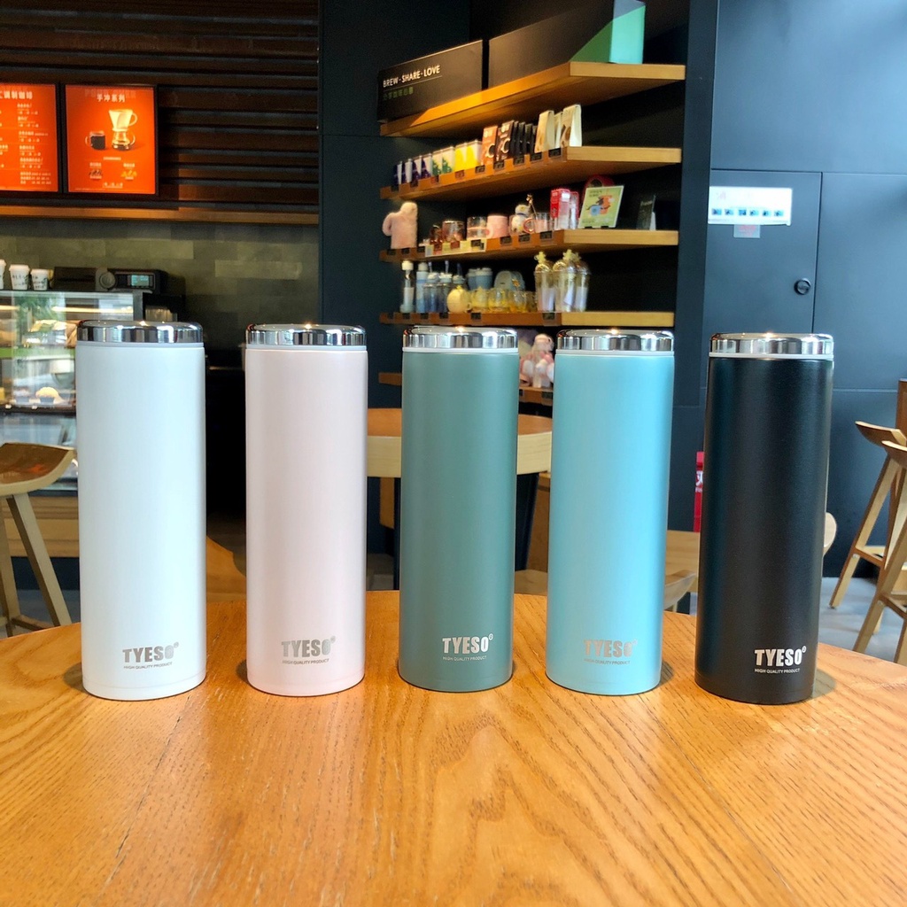 กระบอกน้ำเก็บอุณหภูมิ tyeso แก้วเก็บความเย็น-ร้อน สแตนเลส304 ขนาด300ml เก็บอุณหภูมิได้นาน มี5สี