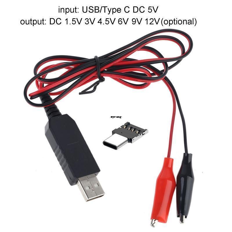 DIY Type C USB to 1.5V 3V 4.5V 6V Power Cable AA AAA C D Size  Eliminator