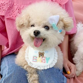 ผ้ากันเปื้อนน้ําลายสัตว์เลี้ยง สุนัข แมว น่ารัก หมี เด็กทารก ผ้าขนหนู Bichon เท็ดดี้ / โอเมอเรเนียน ผ้าพันคอ อุปกรณ์เสริมคอ