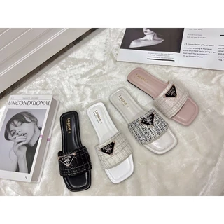 Afashion รองเท้าแตะผ้าทวิสติดอะไหล่PDมาใหม่ไฮโซมาก มีไซด์36-44สินค้าพร้อมส่งนะคะ