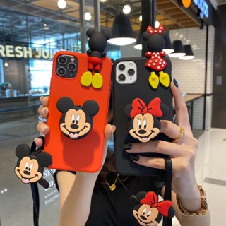 เคสโทรศัพท์มือถือ ลายการ์ตูนมิกกี้ มินนี่เมาส์น่ารัก พร้อมสายคล้อง สําหรับ iPhone 14 Pro Max 14 Plus 13 Pro Max 12 Pro Max 12 Mini 11 Pro Max 5 5s 6 6s 7 8 Plus SE 2020 XR Xs Max