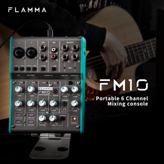 Flamma FM10 เครื่องมิกเซอร์เสียงดิจิทัล 6 ช่อง คอนโซลเสียงการ์ด USB อินเตอร์เฟซ 48V Phantom Power สําหรับ PC บันทึกเสียงสตรีมมิ่ง ถ่ายทอดสด