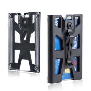 Badge Holder/ Wallet Durable Polycarbonate ID/Credit Holder with Metal Clip and 4 Cards Slot Blackl