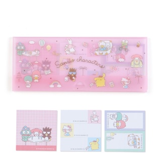 Sticky Note พร้อมซองพลาสติกใส่ Sanrio Travel แบบสีชมพู ขนาด 15 x 6 x 0.4 ซม. มี 6 ลาย รวม 90 แผ่น