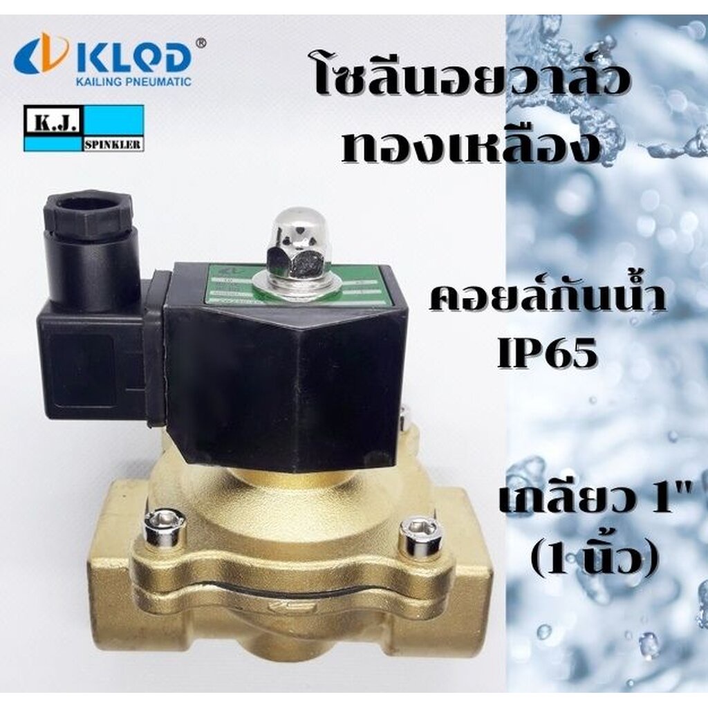 โซลีนอยวาล์วทองเหลือง ขนาด 1 นิ้ว ปกติปิด (NC) 2/2 คอยล์กันน้ำ IP65 (AC220V, AC24V, DC24V, DC12V) ราคา ถูกที่สุด ดีลบีเคเค