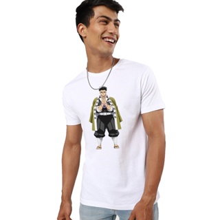 Mens White Anime Stone Hashira Graphic Printed T-shirt เสื้อยืด cotton เสื้อคนอ้วนผญ เสื้อคู่ เสื้อเชิ้ตชาย